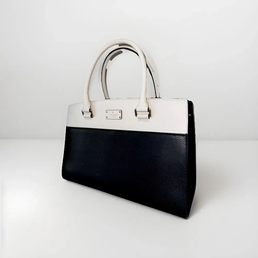 New Kate SPADE Grove Street Caley Satchel WKRU4257 Black/White Free Ship $359